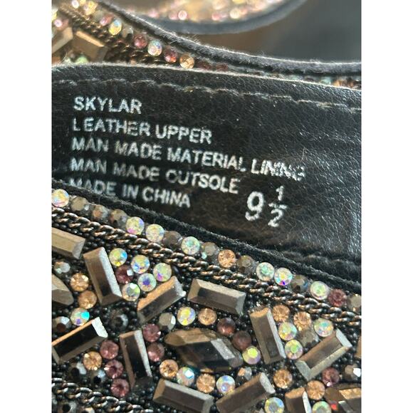 Yellow Box Beaded Leather Flip Flops - Black Sparkle - 9.5 - Picture 5 of 5